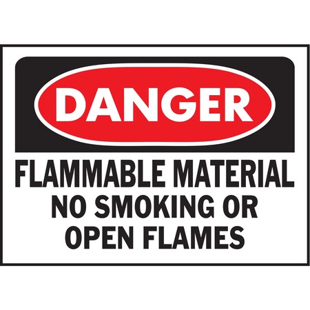 Hy-Ko Danger Flammable Material No Smoking Sign 10" x 14", 5PK A20358